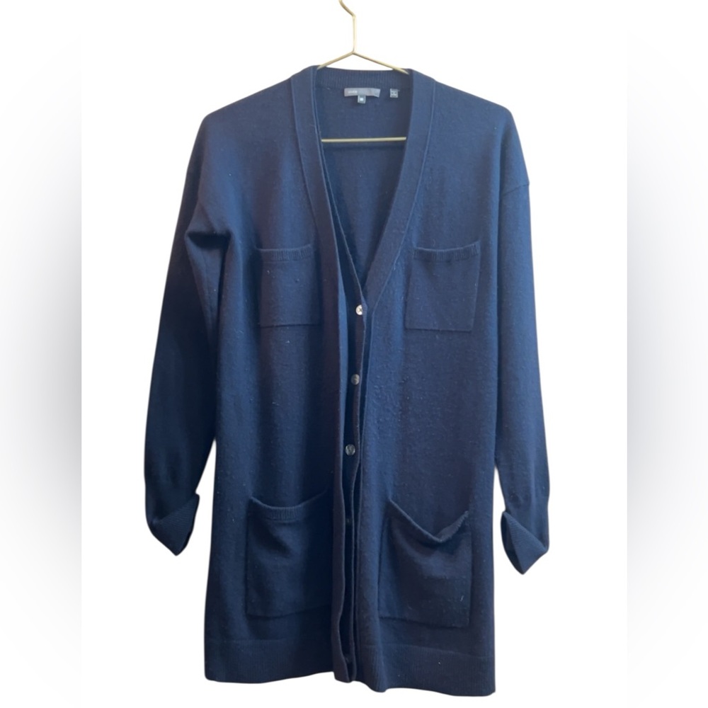 Vince cashmere long blue button up sweater XS
